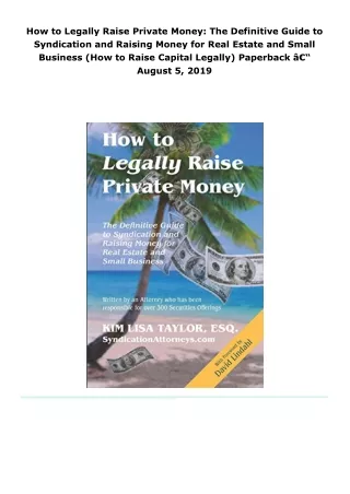 read how to legally raise private money: the definitive guide to syndi