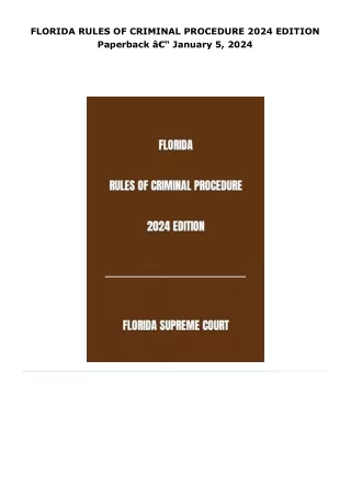 read florida rules of criminal procedure 2024 edition     paperback â€
