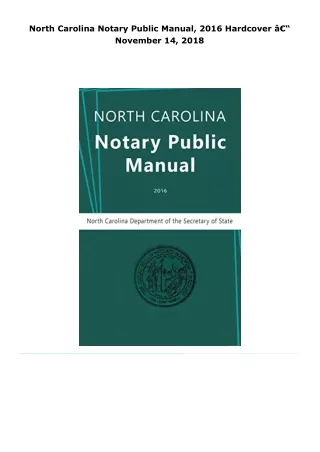read north carolina notary public manual, 2016     hardcover â€“ novem