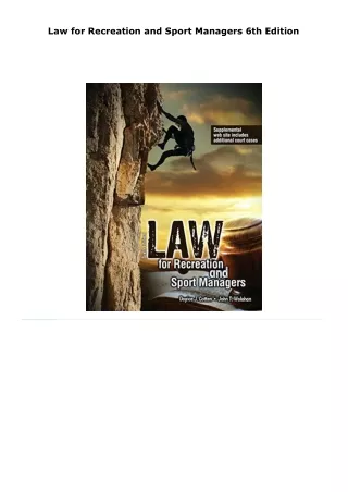 read law for recreation and sport managers     6th edition