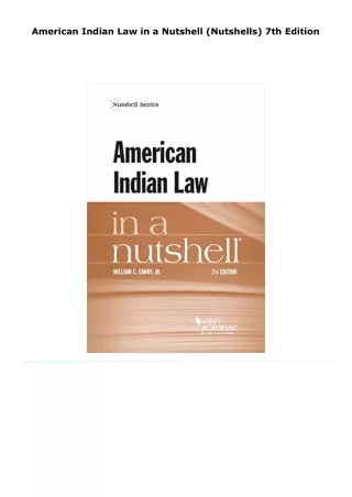read american indian law in a nutshell (nutshells)     7th edition