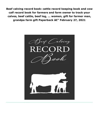 read beef calving record book: cattle record keeping book and cow calf