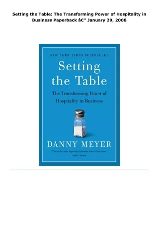 pdf setting the table: the transforming power of hospitality in busine