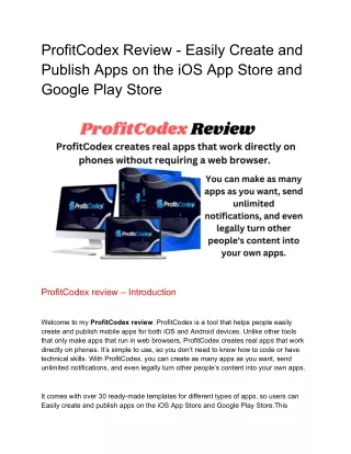 ProfitCodex Review - Easily Create and Publish Apps on the iOS App Store and Google Play Store