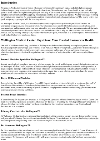 Wellington Medical Center Physicians: Your Trusted Partners in Health