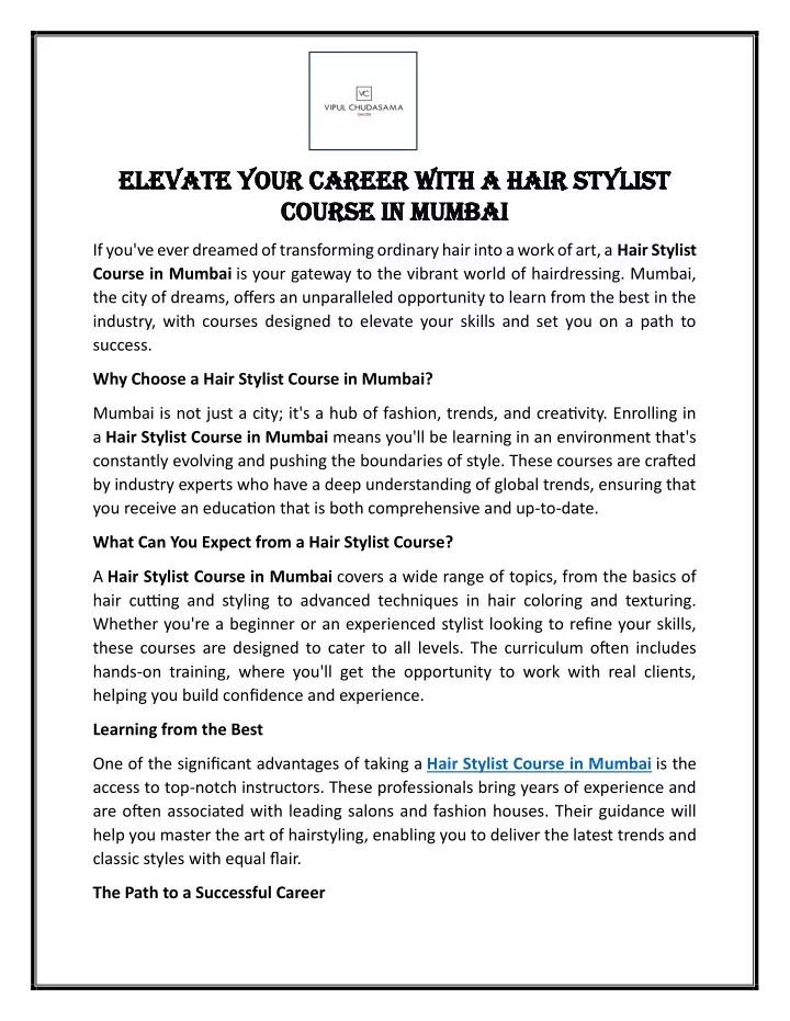 elevate your career with a hair stylist elevate