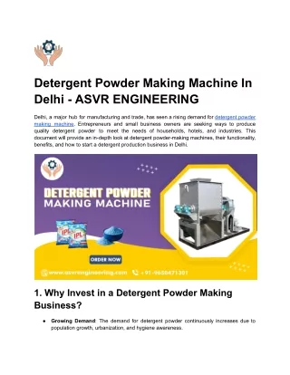 Detergent Powder Making Machine In Delhi - ASVR ENGINEERING