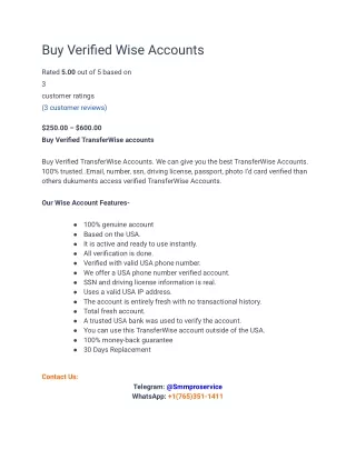 Buy Verified Wise Accounts