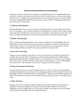 why hire a professional painter for your next