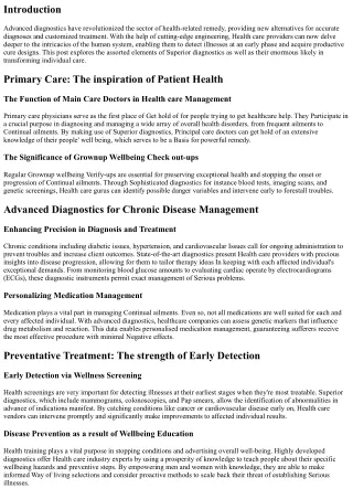 Superior Diagnostics: A Breakthrough in Health-related Remedy