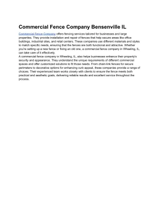 Commercial Fence Company Bensenville IL