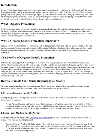 The Ultimate Guide to Organic Spotify Promotions for Independent Artists