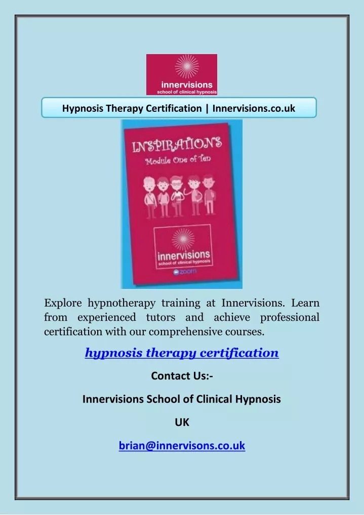 hypnosis therapy certification innervisions co uk