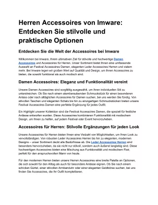 Herren Accessoires von Imware_ Entdecken Sie stilvolle und praktische Optionen