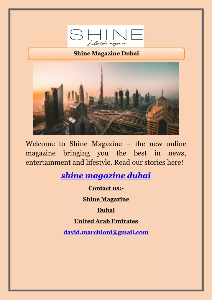 shine magazine dubai