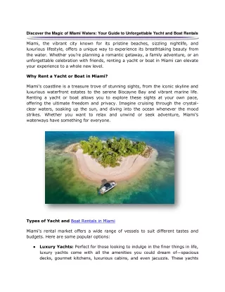 Discover the Magic of Miami Waters Your Guide to Unforgettable Yacht and Boat Rentals