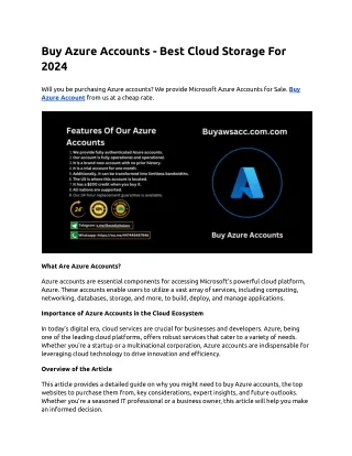 Buy Azure Account PDF For Buyawsacc