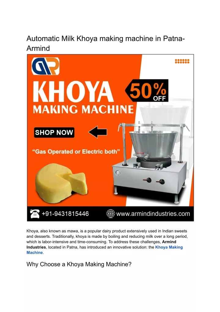 automatic milk khoya making machine in patna