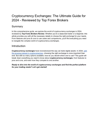 Cryptocurrency Exchanges_ The Ultimate Guide for 2024 - Reviewed by Top Forex Brokers