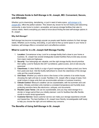 Self-Storage in St. Joseph, MO: Convenient, Secure, and Affordable