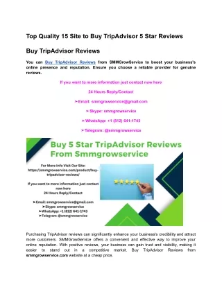 Top Quality 15 Site to Buy TripAdvisor 5 Star Reviews