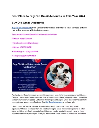 Best Place to Buy Old Gmail Accounts In This Year 2024