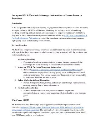 Instagram DM & Facebook Messenger Automation_ A Proven Power to Transform