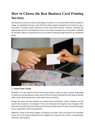 How to Choose the Best Business Card Printing Services