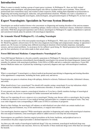 Expert Neurologists, Endocrinologists, and Gastroenterologists in Wellington FL