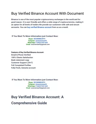 09 Tips For Buy Verified Binance Account Success