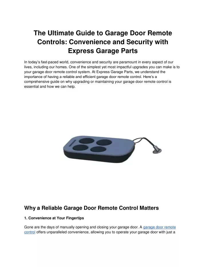 the ultimate guide to garage door remote controls