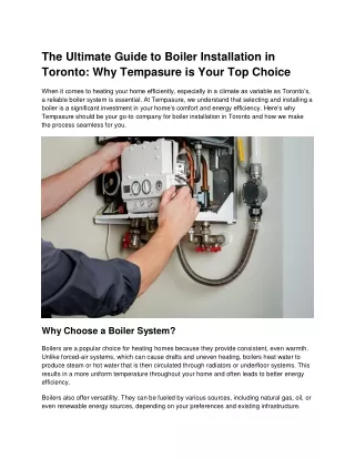 The Ultimate Guide to Boiler Installation in Toronto_ Why Tempasure is Your Top Choice