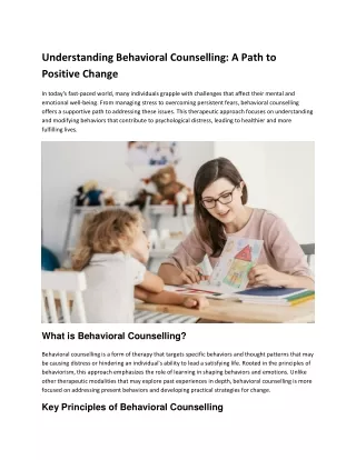 Understanding Behavioral Counselling_ A Path to Positive Change