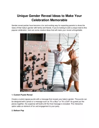 Unique Gender Reveal Ideas to Make Your Celebration Memorable