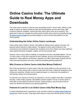 Online Casino India_ The Ultimate Guide to Real Money Apps and Downloads