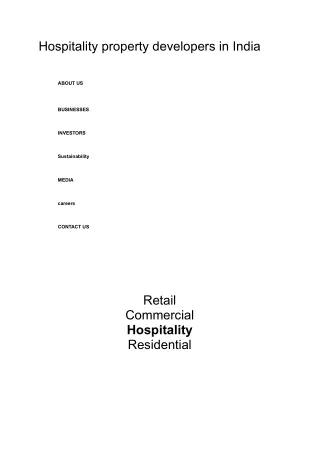 Hospitality property developers in India