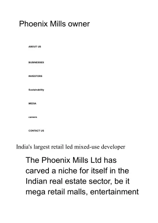 Phoenix Mills owner