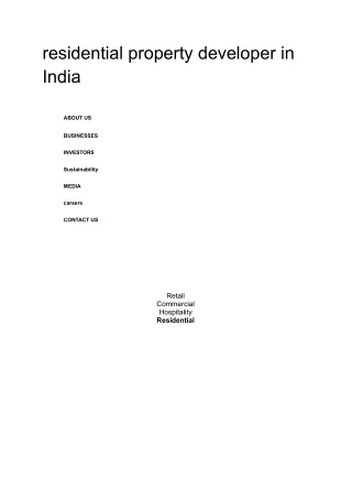 residential property developer in India