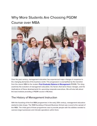 Why More Students Are Choosing PGDM Course over MBA
