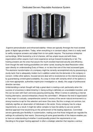 dedicated servers reputable assistance system