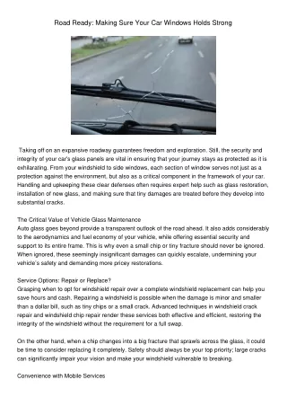road ready making sure your car windows holds