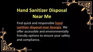 Hand Sanitizer Disposal Near Me