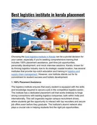 Best logistics institute in kerala placement