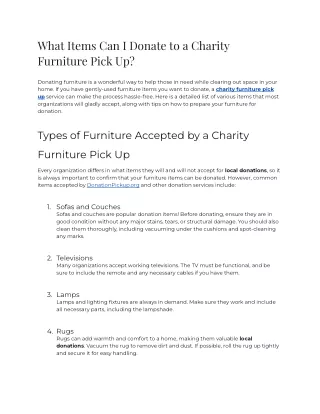 What Items Can I Donate to a Charity Furniture Pick Up