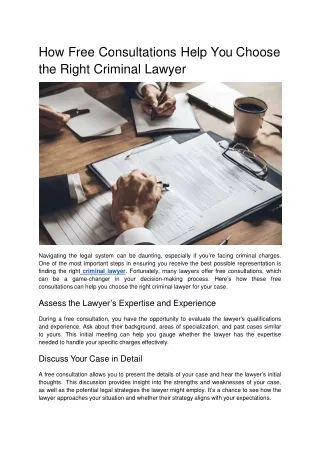 How Free Consultations Help You Choose the Right Criminal Lawyer