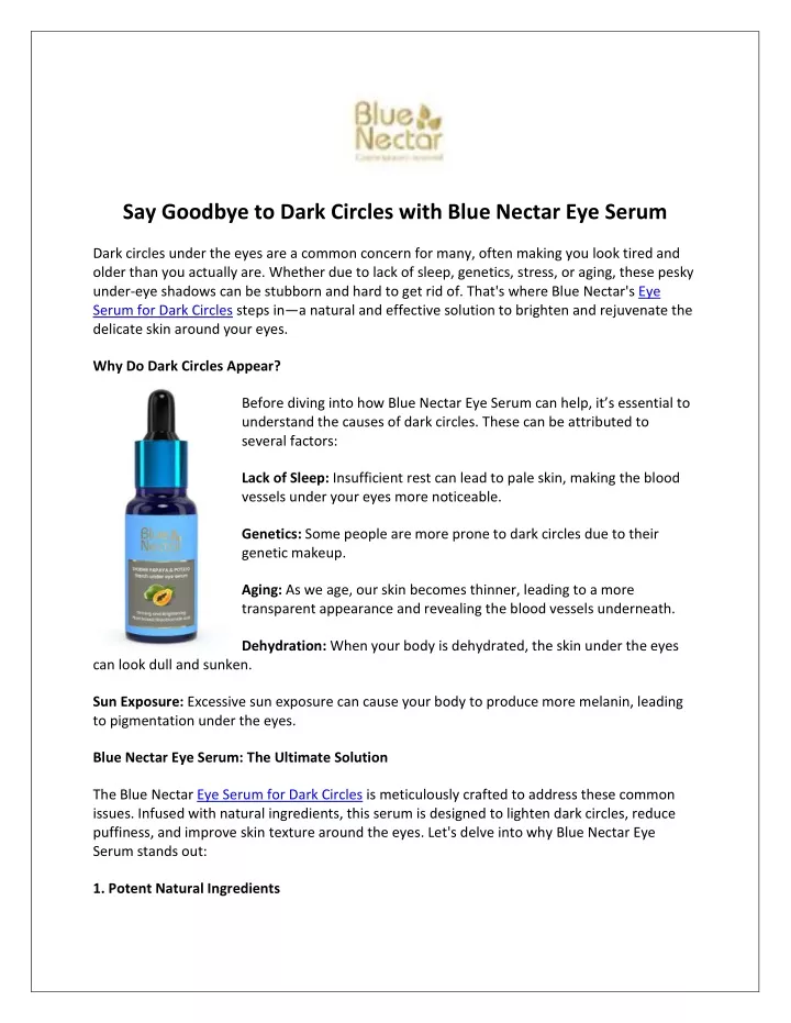 say goodbye to dark circles with blue nectar