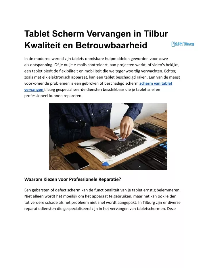 tablet scherm vervangen in tilburg kwaliteit