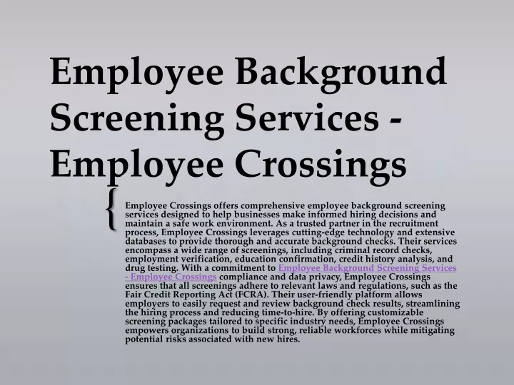 employee background screening services employee crossings