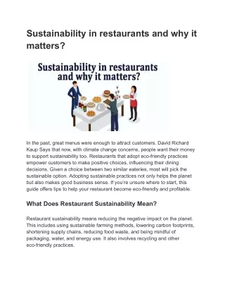 Sustainability in restaurants and why it matters