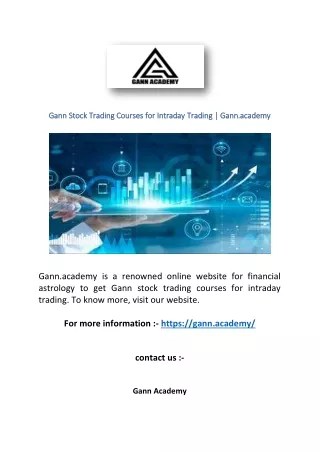 Gann Stock Trading Courses for Intraday Trading | Gann.academy